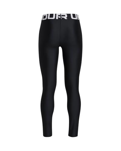 Under Armour Girls' HeatGear Leggings Black/White Medium Athletic Pants