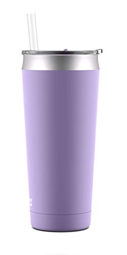 Ello Beacon 24 oz Lilac Vacuum-Insulated Stainless Steel Tumbler with Slider Lid & Optional Straw