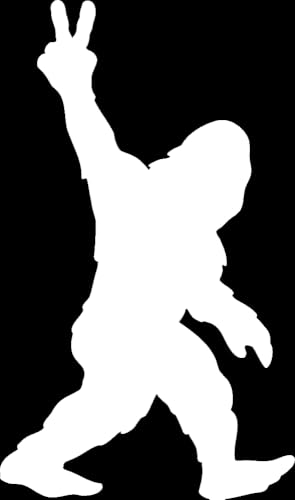 Bigfoot Peace Sign Vinyl Sticker - 2.65x4.5 inches, White