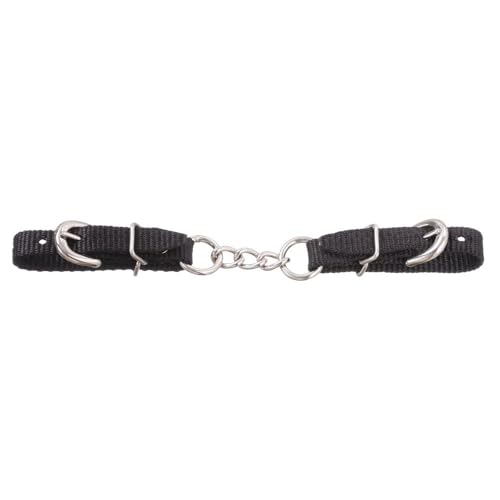 Nylon Curb Strap with 3 Link Chain - Black