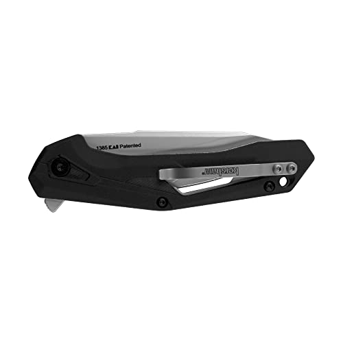 Kershaw Airlock Pocket Knife 3 Inch Drop Point Blade Black Steel