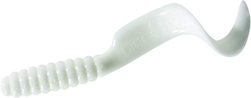 Mister Twister 4 Inch Twister Tail Fishing Hooks - White, Pack of 20