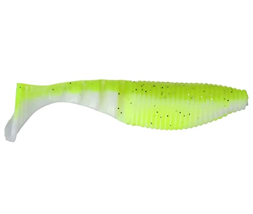 Yamamoto Zako Swimbait - 4" Paddle Tail, Chartreuse Shad - 5 Pack