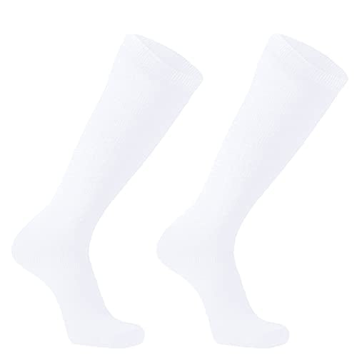 Women's Casual Knee High Socks - Striped Athletic Tube Socks - White