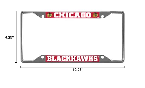 NHL Chrome Metal License Plate Frame - Chicago Blackhawks