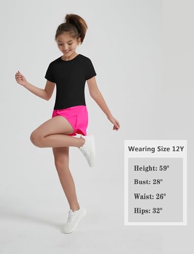 EXARUS Girls Athletic Quick Dry Crop Top Set 12Y, 2-Pack Sports Shirts