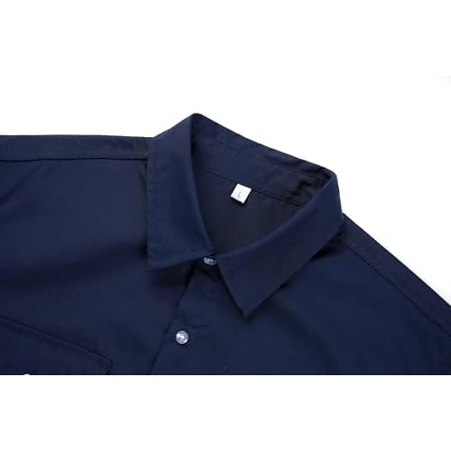 Class 3 Hi Vis Button Up Safety Work Shirts for Men Reflective