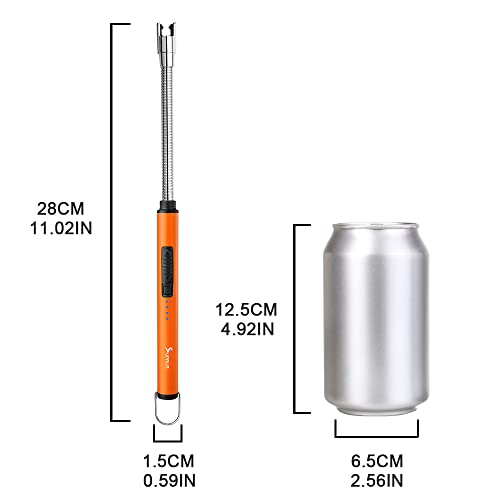 USB Rechargeable Arc Lighter - 360° Flexible Neck, Windproof - Orange
