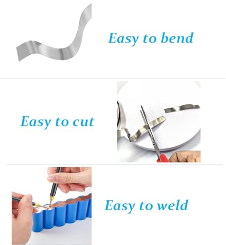 Nickel Strips for Battery Welding, 0.15mm Thickness, 7mm Width, 10m Roll - Durable Nickel Tape for Lithium Ion Battery Pack Assembly and Spot Welding