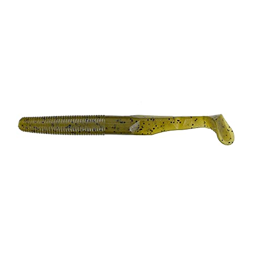 5.5" Green Pumpkin Paddle Tail Soft Worm Swim Bait Lures - 7 Pack