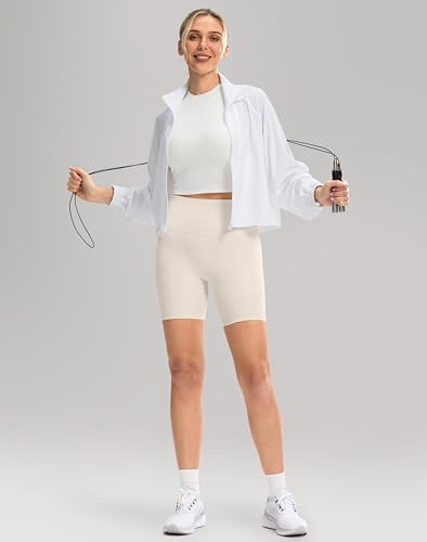 Women's Lightweight Athletic Jacket - UPF 50+, Cropped, White, Small