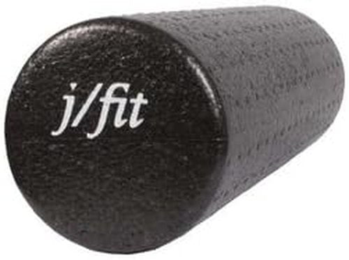 JFIT Extra Firm Foam Roller - 12-Inch Black for Deep Tissue Muscle Recovery and Pain Relief