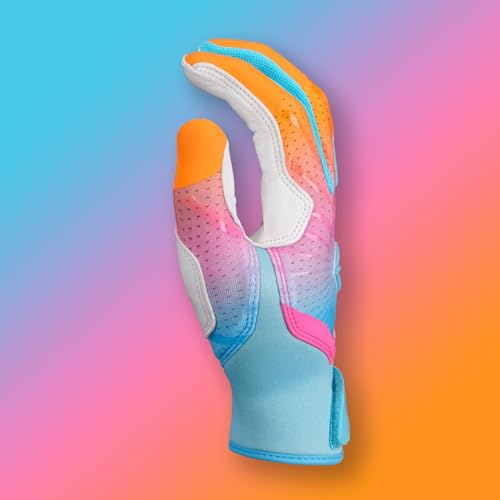 Easton Ghost Batting Gloves Rainbow Sherbert - Light Blue/ Pink / Adult Medium