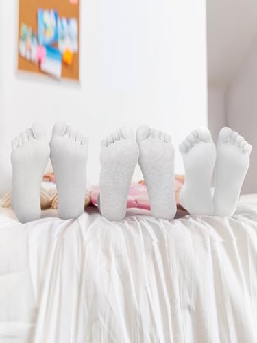Bencailor Cotton Toe Socks for Women & Men Quarter-Crew Size 6 White