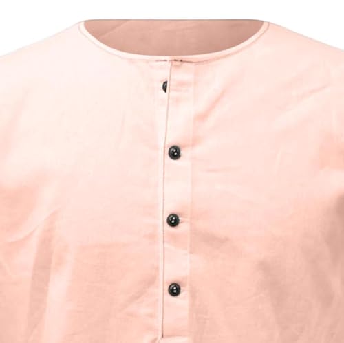 Men's Vintage Tank Top - Lightweight Sleeveless Henley Shirt - Pink / Large