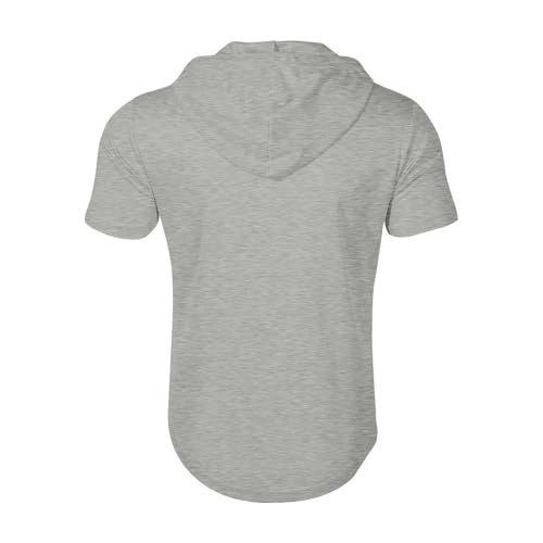 Men's Half Zip Hoodie - Summer Short Sleeve Sweatshirt - Medium Light Gray
