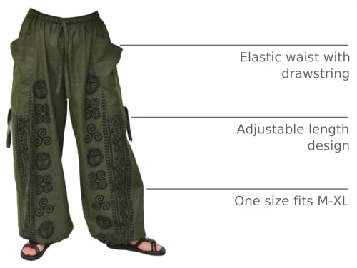 One Size Olive Casual Yoga Harem Pants for Men Women Lounge Trousers