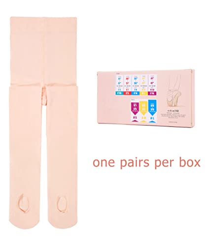 Girls Ballet Dance Tights - Soft Footless Leggings, Ballet Pink, 8-10 Years