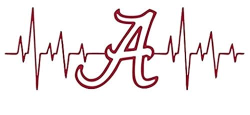 Alabama Football Heart Beat Vinyl Decal - Red Peel and Stick Sticker