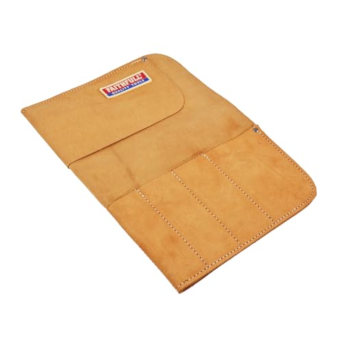 Faithfull Suede Leather Chisel Roll - 8 Pocket, Water Resistant & Compact Tool Organizer - Tan