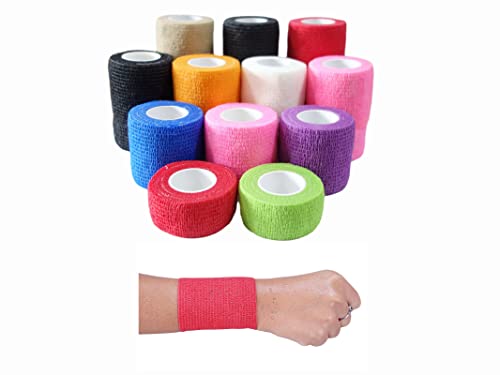 Self-Adhesive Bandage Wrap - 2 Inch, 6 Pack, Mixed Colors