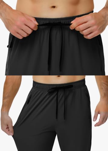 Men's Lightweight Quick Dry Hiking Pants with Zipper Pockets - X-Large Black Nakvoc