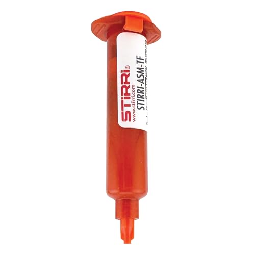 STIRRI-ASM-TF no-clean universal soldering tacky paste flux (ROL0) - 10g amber syringe kit - for automated soldering machines, BGA, handsoldering, hot air rework, SMD assembly