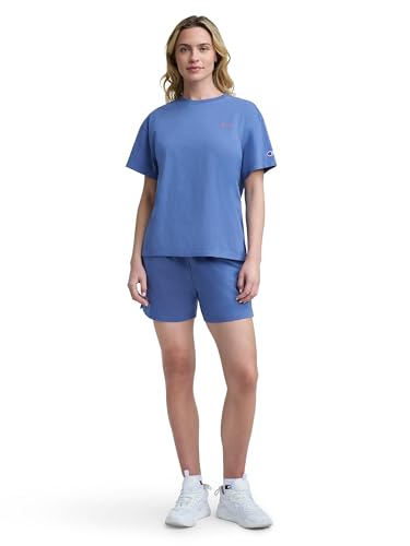 Champion Women's Classic Short Sleeve T‑Shirt - Loose Fit with Coastal Fjord Tonal Script Logo, Medium