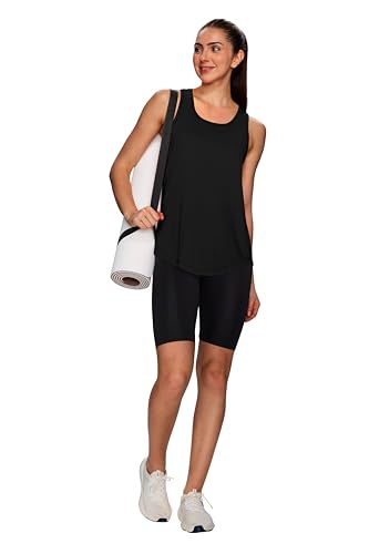 WIHOLL Women's Athletic Tank Top Black Large Summer Workout Gym & Beach Wear