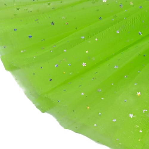 Girls Tutu Skirt - 3 Layer Tulle Ballet Costume - Lime Green Stars