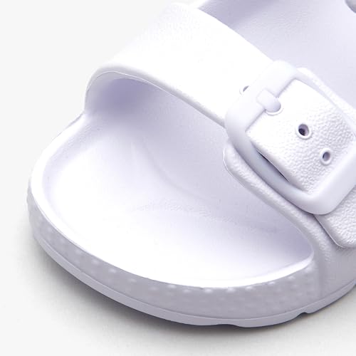 EasyStar Toddler Sandals with Double Buckles, White, Size 7 - Adjustable Fit for Boys & Girls