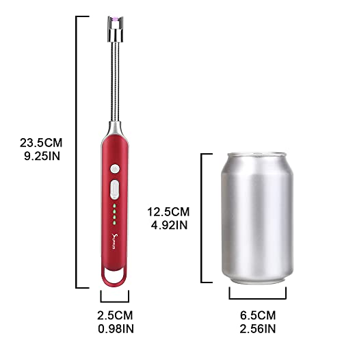 Electric Rechargeable Arc Lighter with LED Display - Red