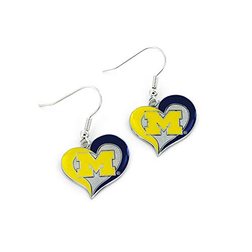 Michigan Wolverines Swirl Heart Earrings - Sports Fan Jewelry