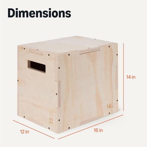 Plyometric Jump Box - 3-in-1 Adjustable Height 14"x12"x16"