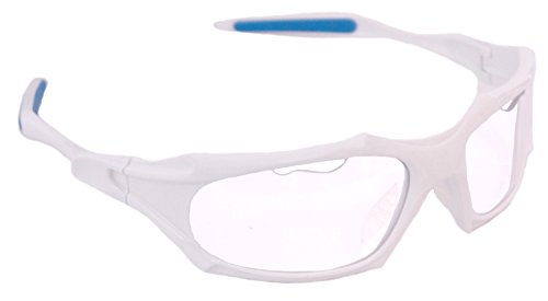 Full Frame Eye Protection for Racquetball, Pickleball & Squash - White/Clear