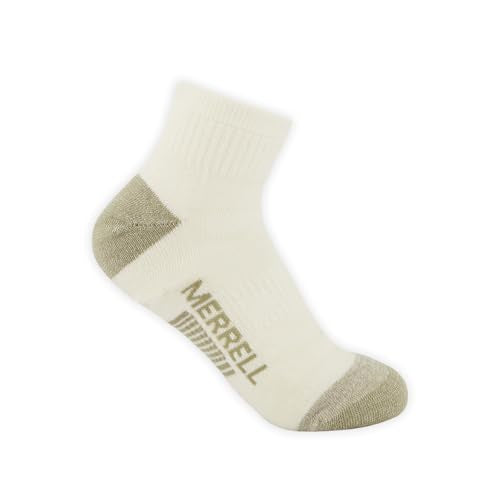 Merrell Unisex Moab Hiking Ankle Socks Small-Medium Oatmeal Heather Full Cushion with Arch Support