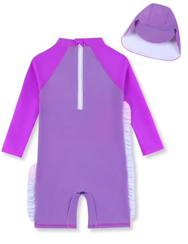 Girls 5-6 Years Purple Ariel Long Sleeve Rashguard Set UV Swimwear UPF 50+ Bathing Suit