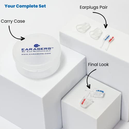 EARasers -31dB Peak Reduction Earplugs - Reusable Noise Reduction Musicians Earplugs for Concerts, Djs (Small)