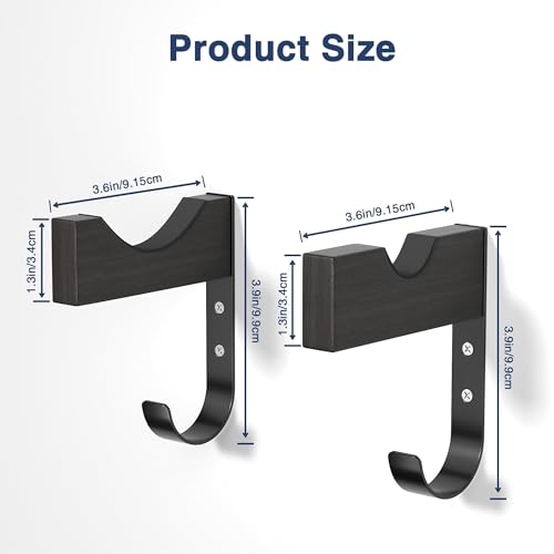 Baseball Bat & Cap Holder Wall Mount - Black Wood & Iron, 4.2"