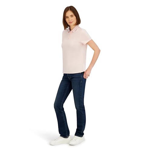 Women's Short Sleeve Jersey Polo Top - Medium / Peach Blush