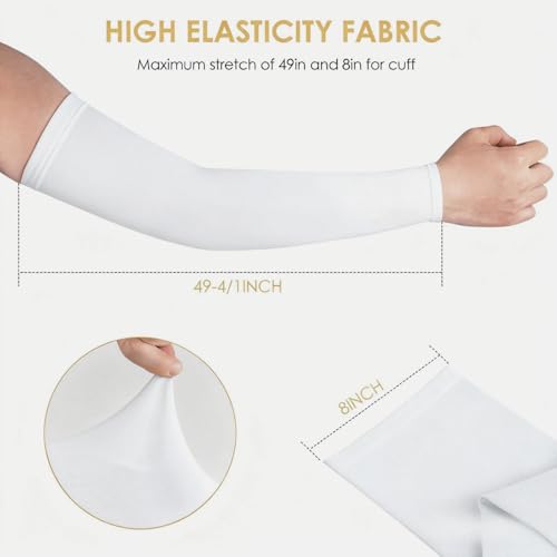 Cooling Arm Sleeves - UV Protection Compression Sleeves - White