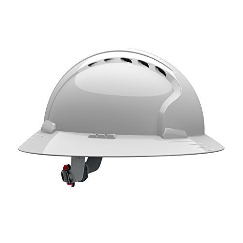 Evolution Deluxe 6161 280-EV6161-10V Full Brim Hard Hat with HDPE Shell, 6-Point Polyester Suspension and Wheel Ratchet Adjustment Vented, White