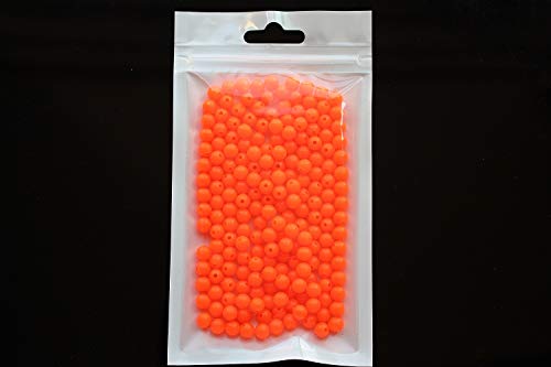 200pcs UV Hot Orange Floating Fishing Beads - 6mm