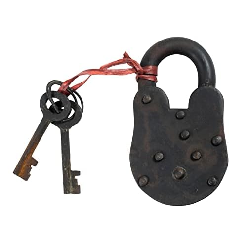 Artisan Owl Vintage Cast Iron Pony Express Padlock with 2 Working Keys ? Authentic Antique-Style Lock Functional Heavy-Duty Security Padlock