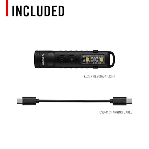 Coast KL30R 500 Lumen Rechargeable LED Pocket Flashlight with UV Light