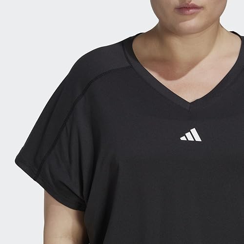 Adidas Women's Aeroready Minimal Branding V-Neck T-Shirt - Large Black