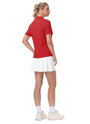 Women's Golf Polo Shirt - UPF 50 Short Sleeve V-Neck Quick Dry