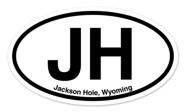 Jackson Hole Wyoming Oval Vinyl Car Sticker - Small 3" x 2"