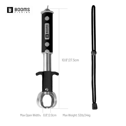 Boos Fishing Fish Gripper with Built-in Scale - Rotating Handle Lip Grabber for Saltwater & Freshwater