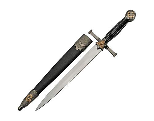 SZCO Supplies 15" Masonic Knights of Templar Dagger with Adorned Sheath, Black/Bronze